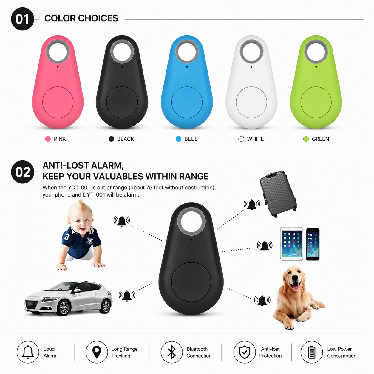 1-5pcs Wireless Mini GPS Tracker Anti-lost Alarm Key Child Bag Wallet Finder Bluetooth APP Locator Smart Tag For Ios And Android