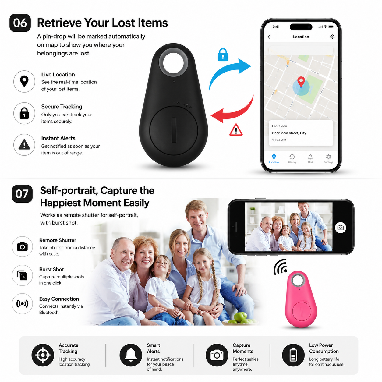 1-5pcs Wireless Mini GPS Tracker Anti-lost Alarm Key Child Bag Wallet Finder Bluetooth APP Locator Smart Tag For Ios And Android